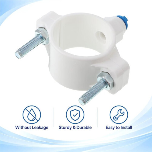 6 Pc 1/4" Drain Saddle Valve Quick Connect White Plastic Water Hose Pipe Adapter Clamp for Under Sink Reverse Osmosis 1