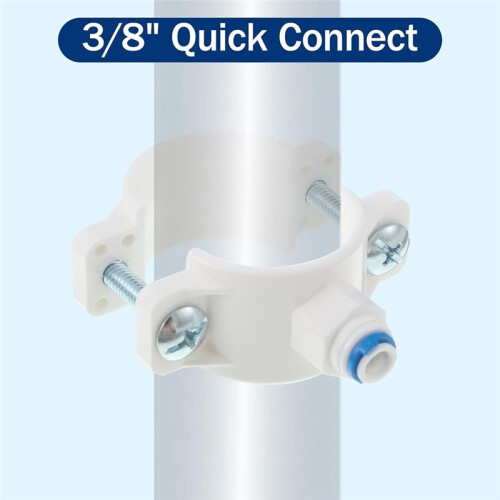 6 Pc 1/4" Drain Saddle Valve Quick Connect White Plastic Water Hose Pipe Adapter Clamp for Under Sink Reverse Osmosis 2