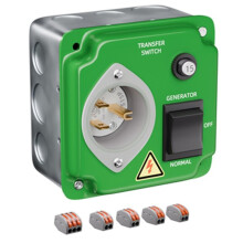 Generator Transfer UL Listed 15A 125V Manual, Pre-Wired with Circuit Breaker for RV