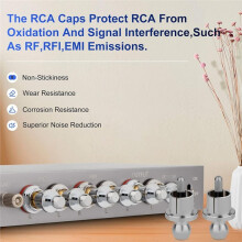 8Pcs RCA Dust Caps for Audio, Speakers, Subwoofers, Amplifier, Rhodium Plated Shorting Plugs Noise Stopper