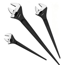 3-Piece Adjustable Spud Wrench Set, 10-Inch, 12-Inch, 16-Inch, SAE and Metric Scale Marked, CR-V Steel with Black