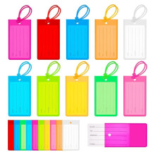 100 Pcs Plastic Luggage Tags, Flexible Name ID Labels for Suitcases, Travel Baggage, 10 Colors