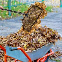 Laubgreifer mit Langem Stiel, Metall-Laubrechen, Laubsammler für die Gartenarbeit, Laub- und Grasfänger