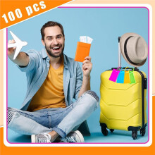 100 Pcs Plastic Luggage Tags, Flexible Name ID Labels for Suitcases, Travel Baggage, 10 Colors