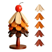 Christmas Tree Trivet Set of 5 with Stand Foldable Heat Resistant for Hot Pots & Pans Countertop Protector, Holiday Gift