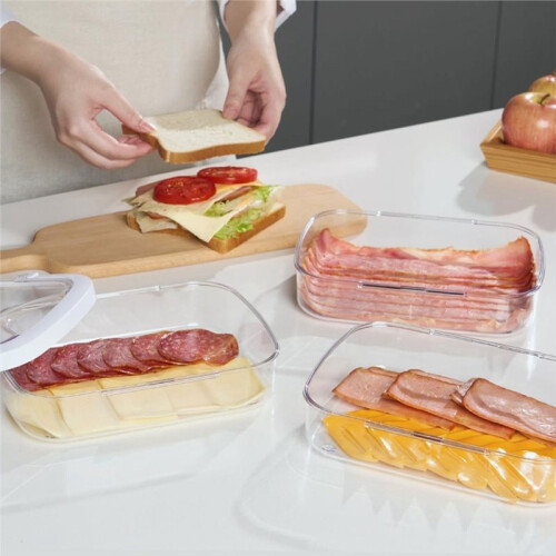 3 Pcs Meat Containers for Fridge with Airtight Lids, Stackable Refrigerator Organizer for Lunch Meat Storage 2