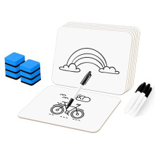 6er-Pack Whiteboards mit 6 Radierern und 6 Markern, Doppelseitig Wiederverwendbares Kleines Whiteboard, Glattes Schreiben
