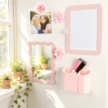 8-Piece Locker Accessory Kit for Girls with Magnetic Mirror, Whiteboard, Pen Holder, Flower Magnet, Cute Aesthetic