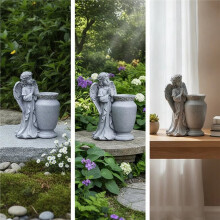 Praying Angel Statue Memorial Vase Angel Flower Pot Outdoor Garden Memorial Decoration Vase for Yard Cemetery Decor