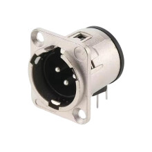 1PCS NC3MD-H 3 Pin XLR PCB Connector Socket Male Horizontal PCB Silver Plating Pin