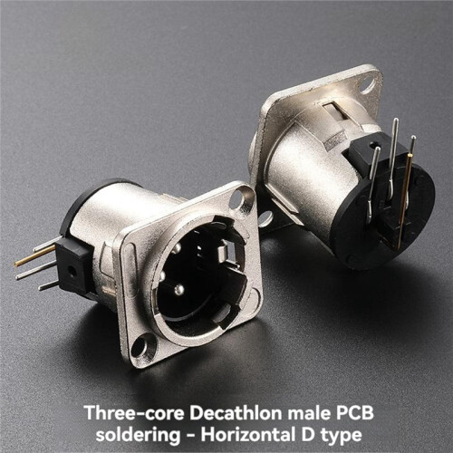 1PCS NC3MD-H 3 Pin XLR PCB Connector Socket Male Horizontal PCB Silver Plating Pin 2