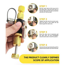 HVAC Valve Core Removal Tool, 1/4"&5/16" Brass Schrader Valve Extractor, 12 Cores for R134A R410A R22 R1234yf AC