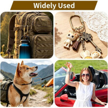 6 Pcs Brass Key Rings - Gold Carabiner with Secure Screw Lock, Keychain Carabiner Clips for Keys, Bag Charm Clip