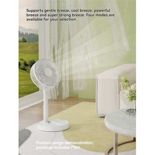 Foldable Desk Fan Portable Telescopic Table Fan 3600mAh Rechargeable Timer 4-Speeds Adjustable Height
