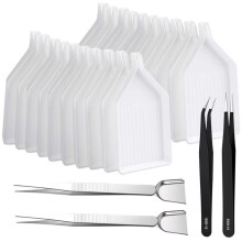 20 Pieces DiamondArt Trays and 2 Pieces Bead Scoop Rhinestone DiamondTweezers for Jewelry Making Gems Crystals