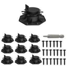 10-Pack Justerbara Däckstödspedestaler, 1,18"-2,36" (30-60 mm), för 2x4- och 2x6-Bjälklag med Skruvar för Däck