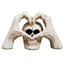 Halloween Heart Hands Sculpture, Statue Love Ornaments, Skull Figurines for Shelf Home Desktop Decoration