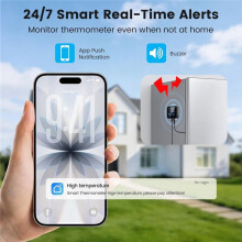 Termómetro para Refrigerador con Alarma, Termómetro Digital Inteligente WiFi para Congelador con Control por Aplicación, Alertas Sonoras.