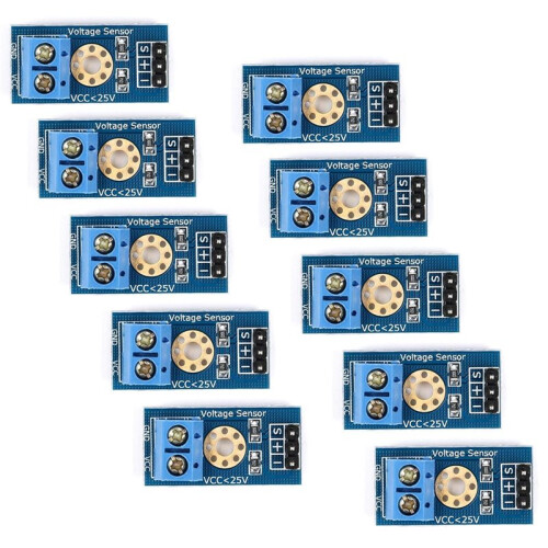 10Pcs  0-25V Voltage Sensor Detection Module, Analog Voltage Divider Board for Microcontroller ADC Input