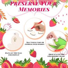 Strawberry Baby Shower Guest Book Alternative, 63Pcs Gender Reveal Kit with Wood Slices, Sonogram Frame & Pen Keepsake