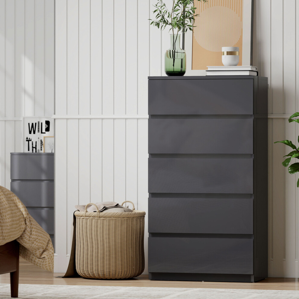 Rackhams Grey Bedroom Chest Of Drawers, Dresser - Image 5