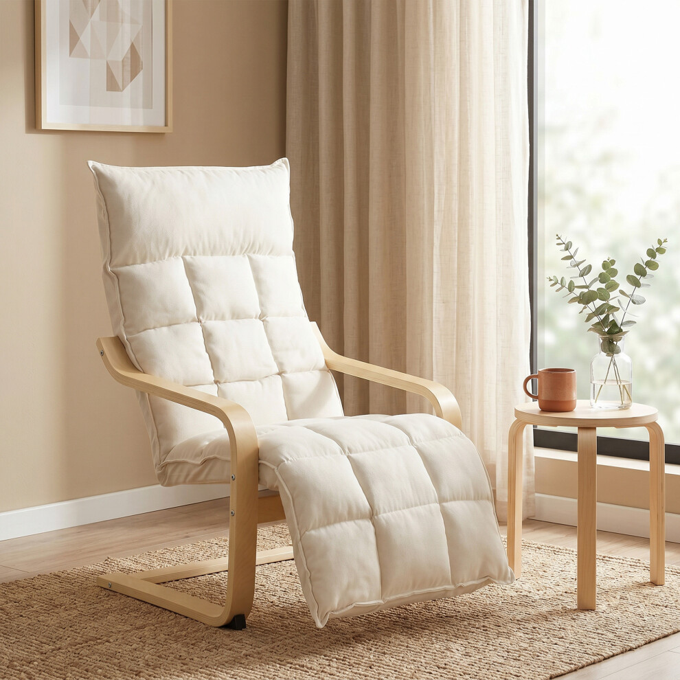 Homcom Accent Chair, Leisure Lounge Chair Armchair With Footrest, Cream