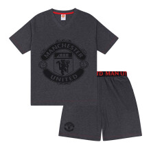 Manchester United Official Mens Loungewear Short Pyjamas Grey Crest Small