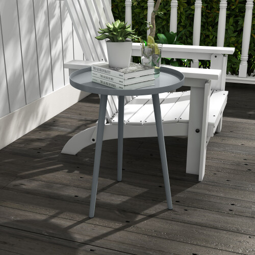 Outsunny Outsunny Round Garden Coffee Table, Outdoor Side Table with Rounded Edge 1