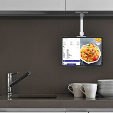 Kitchen Tablet Wall Mount Arm Foldable Adjustable 4.7-12.9 Inch Tablet Mobile Phone Holder Black