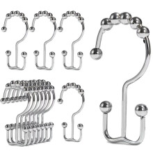 Anillos con Ganchos para Cortina de Ducha, 12 Ganchos de Ducha de Doble Cara, Ganchos de Ducha de Hierro y Acero Inoxidable para Baño