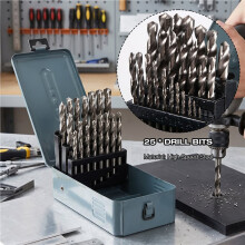 25Pcs Portable High Speed Steel Drill Bit Set, Stainless Steel,Plastic and Wood with Metal Indexed Storage Case 1-13mm