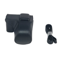 PU Leather Strap Camera Bag Full Body Cover Case for  NEX5N / 5T / 5R / 5C and 18-55mm Lens with Shoulder Bag Black