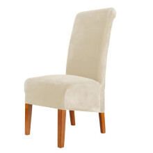 Velvet Chair Cover Universal Chair Covers Anti-Slip Solid Color Stretch Chair Slipcover for Banquet Restaurant White