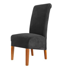 Velvet Chair Cover Universal Chair Covers Anti-Slip Solid Color Stretch Chair Slipcover for Banquet Restaurant Black