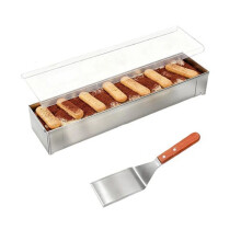 Nonstick Rectangle Tiramisu Cake Pan with Acrylic Lid and Metal Spatula Removable Frame Stainless Steel