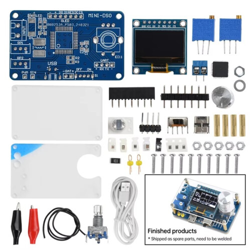 Kit Eletrônico DIY  Osciloscópio Digital  5V Microcontrolador STC Peças Soltas Eletrônicas com LCD DOS de 0,96 Polegadas 2