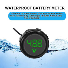 Waterproof Battery Monitor LED Digital Voltage Gauge Meter 4-100V Compatible with Cart Marine Car RV Boat Truck Motorcycle