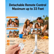 Magnetic Selfie Stick Tripod 4-in-1 Phone Tripod with Detachable Wireless Remote & Ergonomic Grip for Travel