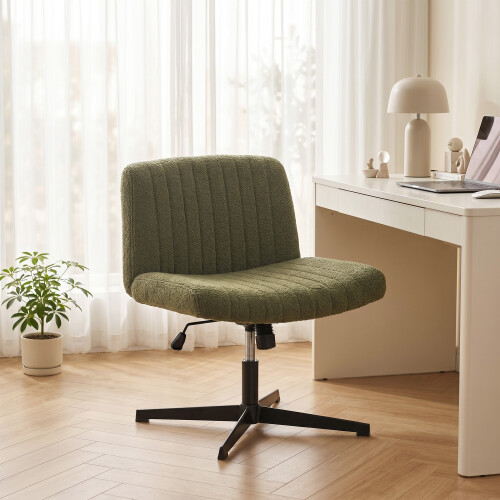 Homcom HOMCOM Desk Chair with Wide Seat, Thick Padding, Rock Function, Green 1