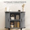 Homcom HOMCOM Modern Sideboard with 2 Sliding Doors Tambour Kitchen Cupboard Grey 6