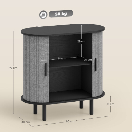 Homcom HOMCOM Modern Sideboard with 2 Sliding Doors Tambour Kitchen Cupboard Grey 2