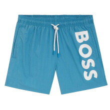 (S, Turquoise/Aqua) Boss Mens Logo Swim Shorts