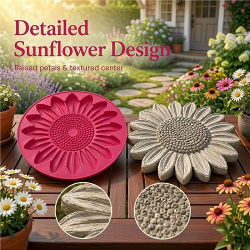 Sunflower Stepping Stone Mold Concrete Mold Stepping Stone Garden Path Decor 1