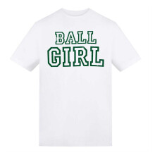 (L, White) AWD Unisex Adult Ball Girl Tennis T-Shirt