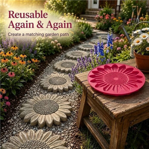 Sunflower Stepping Stone Mold Concrete Mold Stepping Stone Garden Path Decor