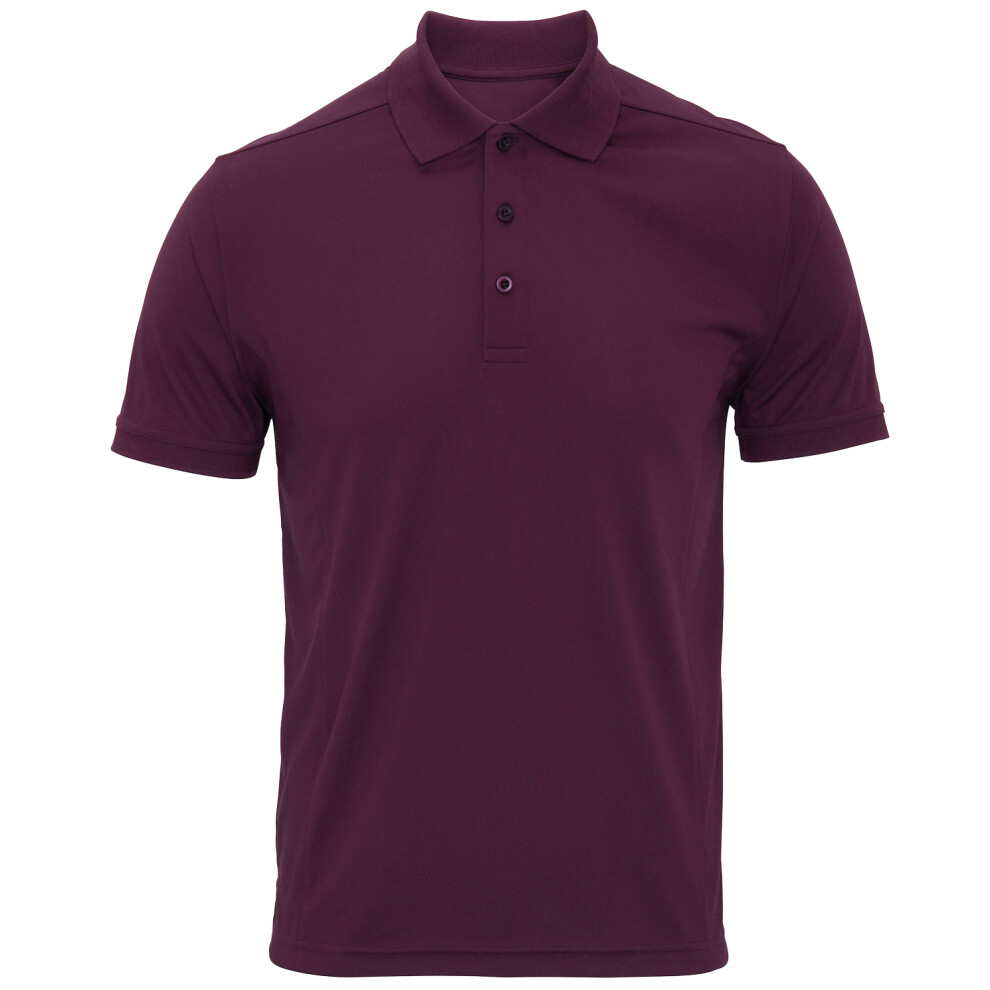 Premier (4Xl, Aubergine) Mens Coolchecker Pique Short-Sleeved Polo Shirt