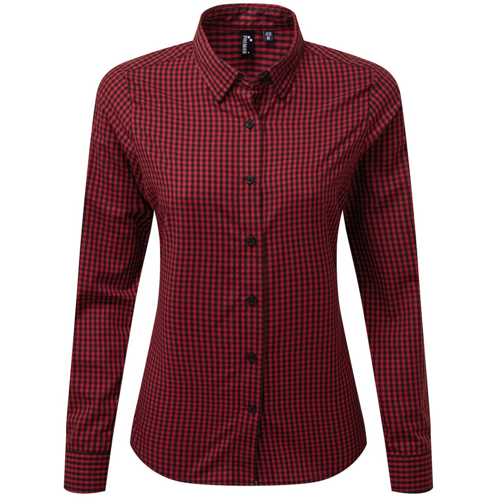 Premier (Xxl, Black/Red) Womens/Ladies Maxton Gingham Long-Sleeved Shirt