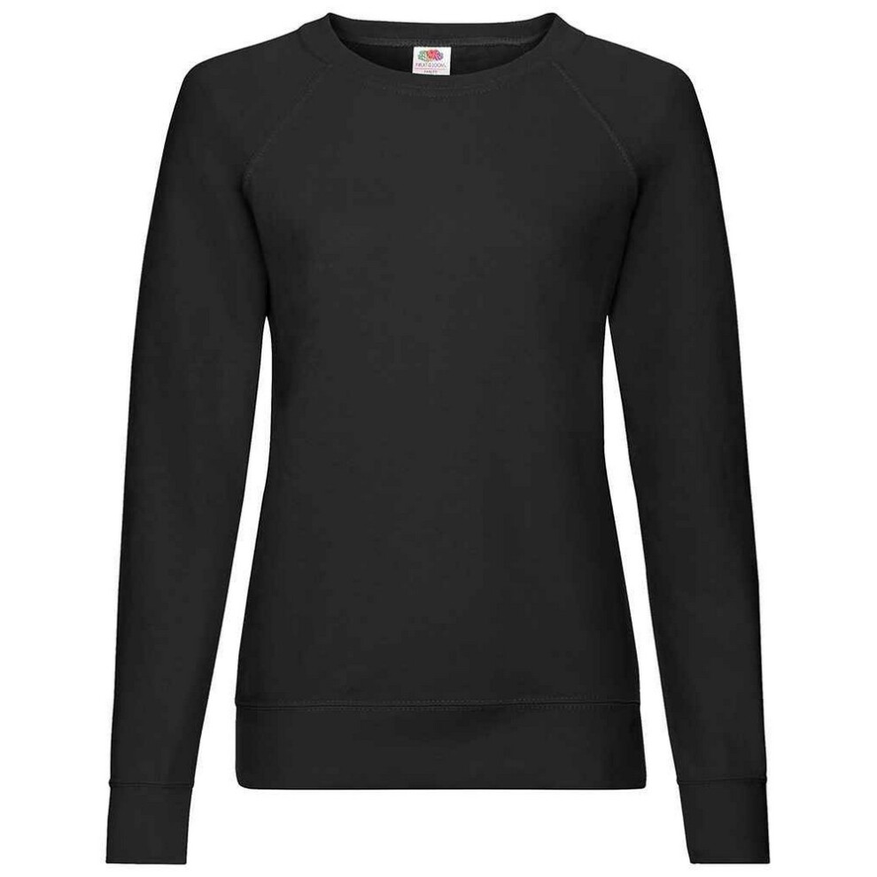 Fruit Of The Loom (10 Uk, Black) Womens/Ladies Lightweight Lady Fit Raglan Sweatshirt
