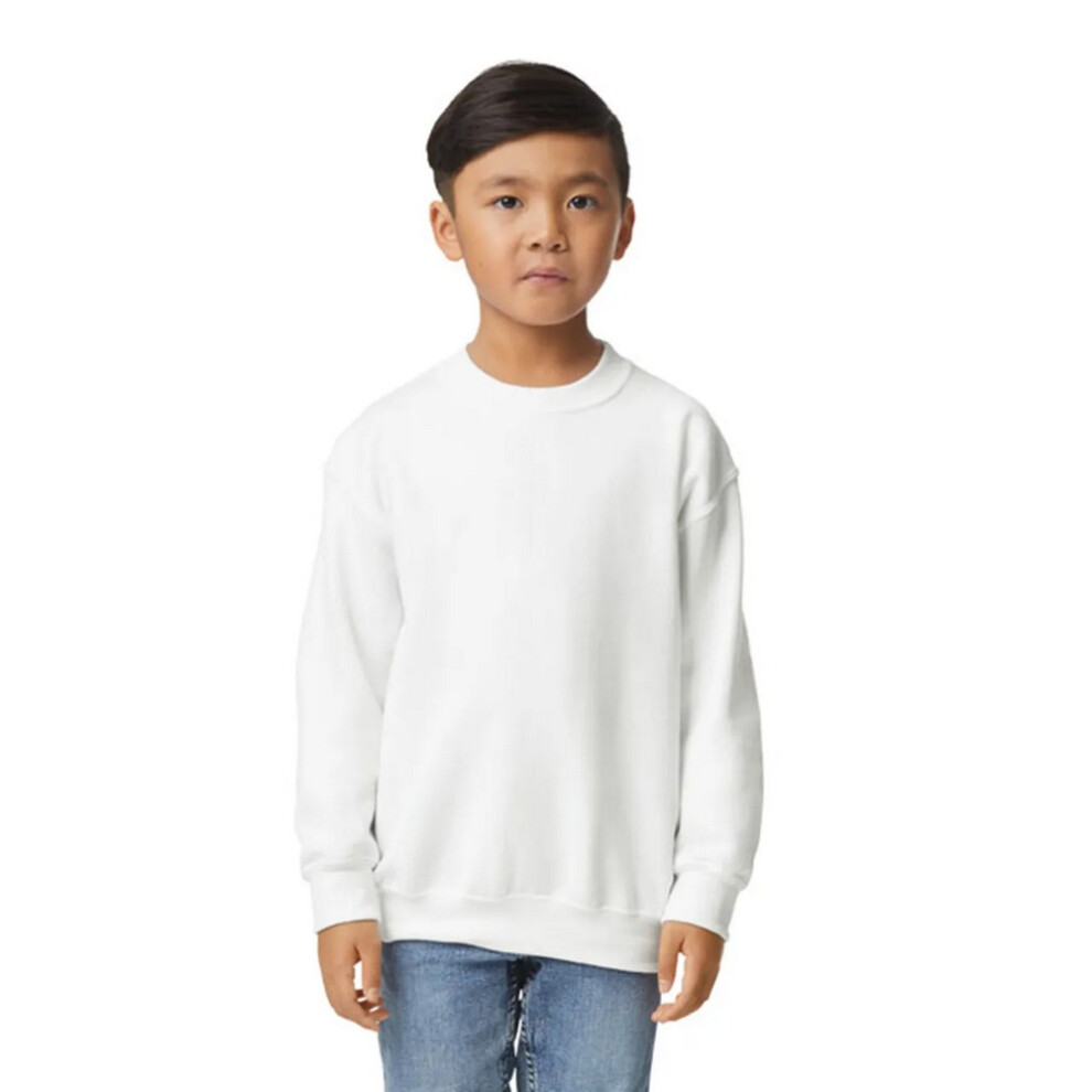 Gildan (7-8 Years, White) Childrens/Kids Heavy Blend Crew Neck Sweatshirt
