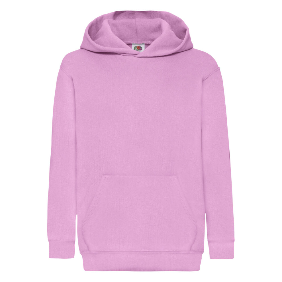 Fruit Of The Loom (7-8, Light Pink) Childrens Unisex Hooded Sweatshirt / Hoodie